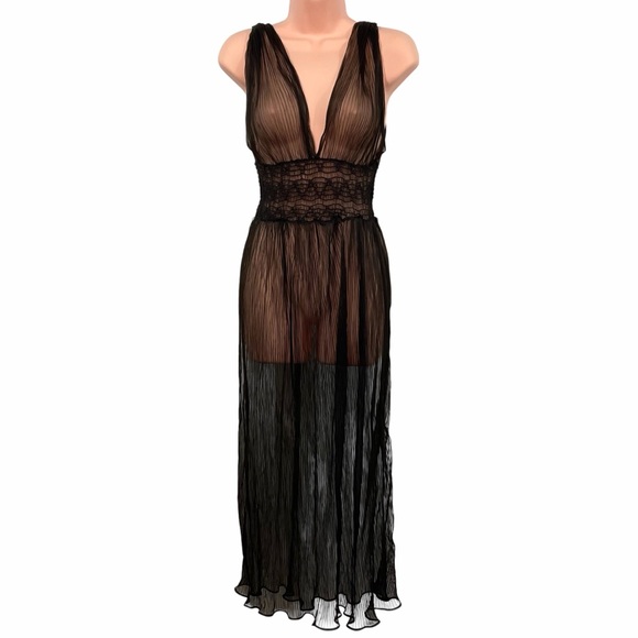 Vintage Sheer Black Maxi Nightgown or Slip Dress Vintage Sheer Black Maxi Nightgown or Slip Dress